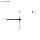 GobekUsa Modern Wall Lamp with Crossed Lines, Glass Shade, Black/Gold Finish - 2/4 Lights