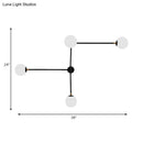 GobekUsa Modern Wall Lamp with Crossed Lines, Glass Shade, Black/Gold Finish - 2/4 Lights