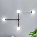 GobekUsa Modern Wall Lamp with Crossed Lines, Glass Shade, Black/Gold Finish - 2/4 Lights