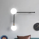 GobekUsa Modern Wall Lamp with Crossed Lines, Glass Shade, Black/Gold Finish - 2/4 Lights