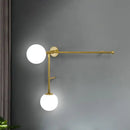 GobekUsa Modern Wall Lamp with Crossed Lines, Glass Shade, Black/Gold Finish - 2/4 Lights