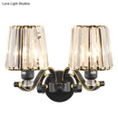 GobekUsa Modern Clear Glass Conic Wall Lamp - 1/2-Bulb Black Sconce Lighting with Crystal Decor