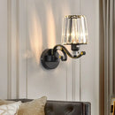 GobekUsa Modern Clear Glass Conic Wall Lamp - 1/2-Bulb Black Sconce Lighting with Crystal Decor