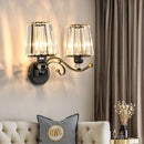 GobekUsa Modern Clear Glass Conic Wall Lamp - 1/2-Bulb Black Sconce Lighting with Crystal Decor