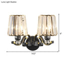 GobekUsa Modern Clear Glass Conic Wall Lamp - 1/2-Bulb Black Sconce Lighting with Crystal Decor