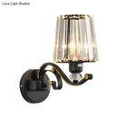 GobekUsa Modern Clear Glass Conic Wall Lamp - 1/2-Bulb Black Sconce Lighting with Crystal Decor