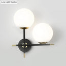 GobekUsa Modern Black Wall Sconce with Milky Glass Shade - 2 Bulbs, Globe Light Fixture
