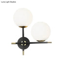 GobekUsa Modern Black Wall Sconce with Milky Glass Shade - 2 Bulbs, Globe Light Fixture