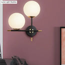 GobekUsa Modern Black Wall Sconce with Milky Glass Shade - 2 Bulbs, Globe Light Fixture