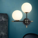 GobekUsa Modern Black Wall Sconce with Milky Glass Shade - 2 Bulbs, Globe Light Fixture