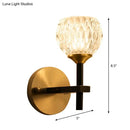 GobekUsa Modern Black and Gold Wall Light with Clear Dimpled Glass for Living Room