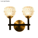GobekUsa Modern Black and Gold Wall Light with Clear Dimpled Glass for Living Room