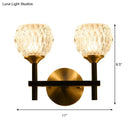 GobekUsa Modern Black and Gold Wall Light with Clear Dimpled Glass for Living Room