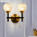 GobekUsa Modern Black and Gold Wall Light with Clear Dimpled Glass for Living Room
