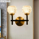GobekUsa Modern Black and Gold Wall Light with Clear Dimpled Glass for Living Room