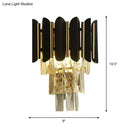 GobekUsa Modern Wall Sconce with Clear Faceted Crystals and Black Finish - 2 Heads