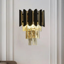GobekUsa Modern Wall Sconce with Clear Faceted Crystals and Black Finish - 2 Heads