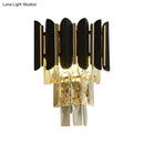 GobekUsa Modern Wall Sconce with Clear Faceted Crystals and Black Finish - 2 Heads