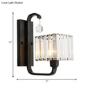 GobekUsa Modern Black/Gold Wall Sconce with Crystal Shade - Indoor Cubic Light Fixture