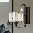 GobekUsa Modern Black/Gold Wall Sconce with Crystal Shade - Indoor Cubic Light Fixture