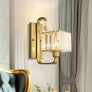 GobekUsa Modern Black/Gold Wall Sconce with Crystal Shade - Indoor Cubic Light Fixture