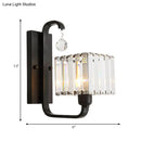 GobekUsa Modern Black/Gold Wall Sconce with Crystal Shade - Indoor Cubic Light Fixture