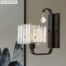 GobekUsa Modern Black/Gold Wall Sconce with Crystal Shade - Indoor Cubic Light Fixture