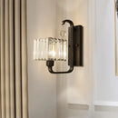 GobekUsa Modern Black/Gold Wall Sconce with Crystal Shade - Indoor Cubic Light Fixture