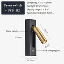GobekUsa Black Brass Wall Sconce with USB Port and Switch, 3W Spotlight for Bedroom