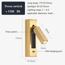 GobekUsa Black Brass Wall Sconce with USB Port and Switch, 3W Spotlight for Bedroom