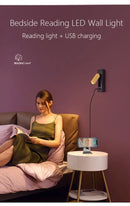 GobekUsa Black Brass Wall Sconce with USB Port and Switch, 3W Spotlight for Bedroom