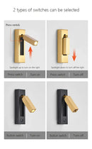 GobekUsa Black Brass Wall Sconce with USB Port and Switch, 3W Spotlight for Bedroom