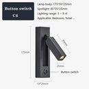 GobekUsa Black Brass Wall Sconce with USB Port and Switch, 3W Spotlight for Bedroom