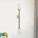 GobekUsa Modern Gold Wall Sconce with White Glass Shade - 2-Head Living Room Lamp