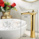 GobekUsa Gold Waterfall Bathroom Basin Faucet, White Mixer Tap Hot Cold Sink Plugin