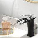 GobekUsa Gold Waterfall Bathroom Basin Faucet, White Mixer Tap Hot Cold Sink Plugin