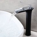 GobekUsa Gold Waterfall Bathroom Basin Faucet, White Mixer Tap Hot Cold Sink Plugin