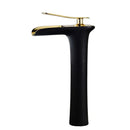 GobekUsa Gold Waterfall Bathroom Basin Faucet, White Mixer Tap Hot Cold Sink Plugin