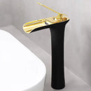 GobekUsa Gold Waterfall Bathroom Basin Faucet, White Mixer Tap Hot Cold Sink Plugin