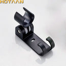Modern black hand shower holder with hooks bathroom organizer by Decorbites