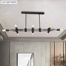 GobekUsa Modern Black Hanging Chandelier: Restaurant Exposed Bulb Island Light, 6/8 Lights, Metallic Finish