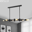 GobekUsa Modern Black Hanging Chandelier: Restaurant Exposed Bulb Island Light, 6/8 Lights, Metallic Finish