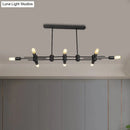 GobekUsa Modern Black Hanging Chandelier: Restaurant Exposed Bulb Island Light, 6/8 Lights, Metallic Finish