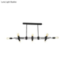 GobekUsa Modern Black Hanging Chandelier: Restaurant Exposed Bulb Island Light, 6/8 Lights, Metallic Finish