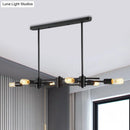GobekUsa Modern Black Hanging Chandelier: Restaurant Exposed Bulb Island Light, 6/8 Lights, Metallic Finish