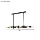 GobekUsa Modern Black Hanging Chandelier: Restaurant Exposed Bulb Island Light, 6/8 Lights, Metallic Finish
