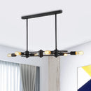 GobekUsa Modern Black Hanging Chandelier: Restaurant Exposed Bulb Island Light, 6/8 Lights, Metallic Finish