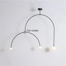 GobekUsa Iron Line Chandelier: Post-modern Hanging Lamp for Living Room & Bedroom
