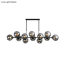 GobekUsa Modern Black Island Lighting with Smokey-Glass, 8/12 Heads - Stylish Hanging Lamp for Living Room