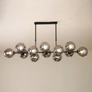 GobekUsa Modern Black Island Lighting with Smokey-Glass, 8/12 Heads - Stylish Hanging Lamp for Living Room